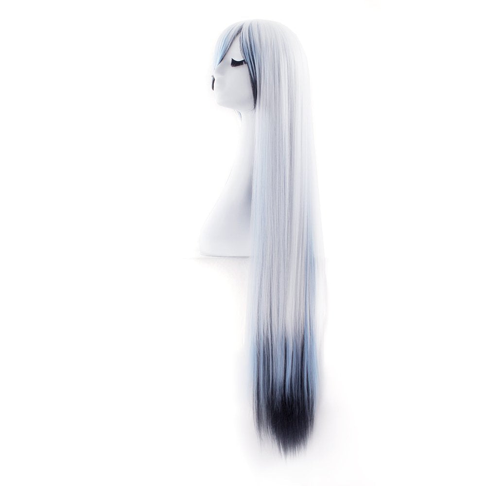 40" 100cm Anime Costume Long Straight Cosplay Wig Party Wig (White/Blue/Black)