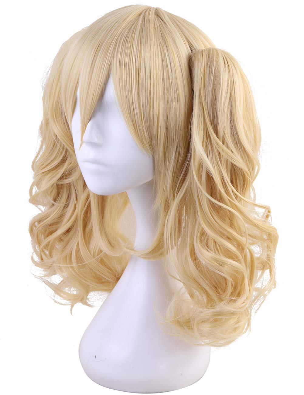 Short Straight Blonde Bob Wig with Two Jaw Claws Ponytail Hair for Cosplay Costume Halloween Wigs