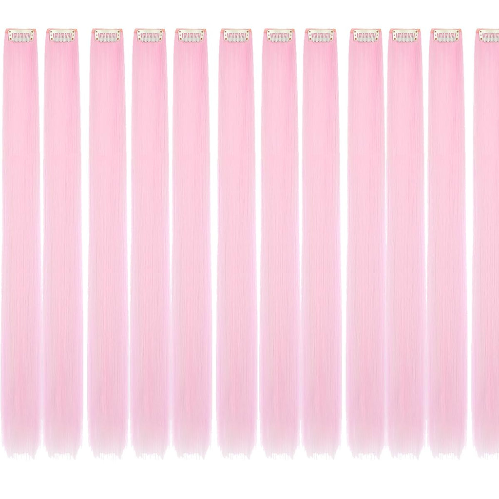 Colored hair extensions 24 Inch Synthetic straight Hair Extensions for Women Girls Kids Gift Single-Colors Party Clip in Synthetic Hairpiece