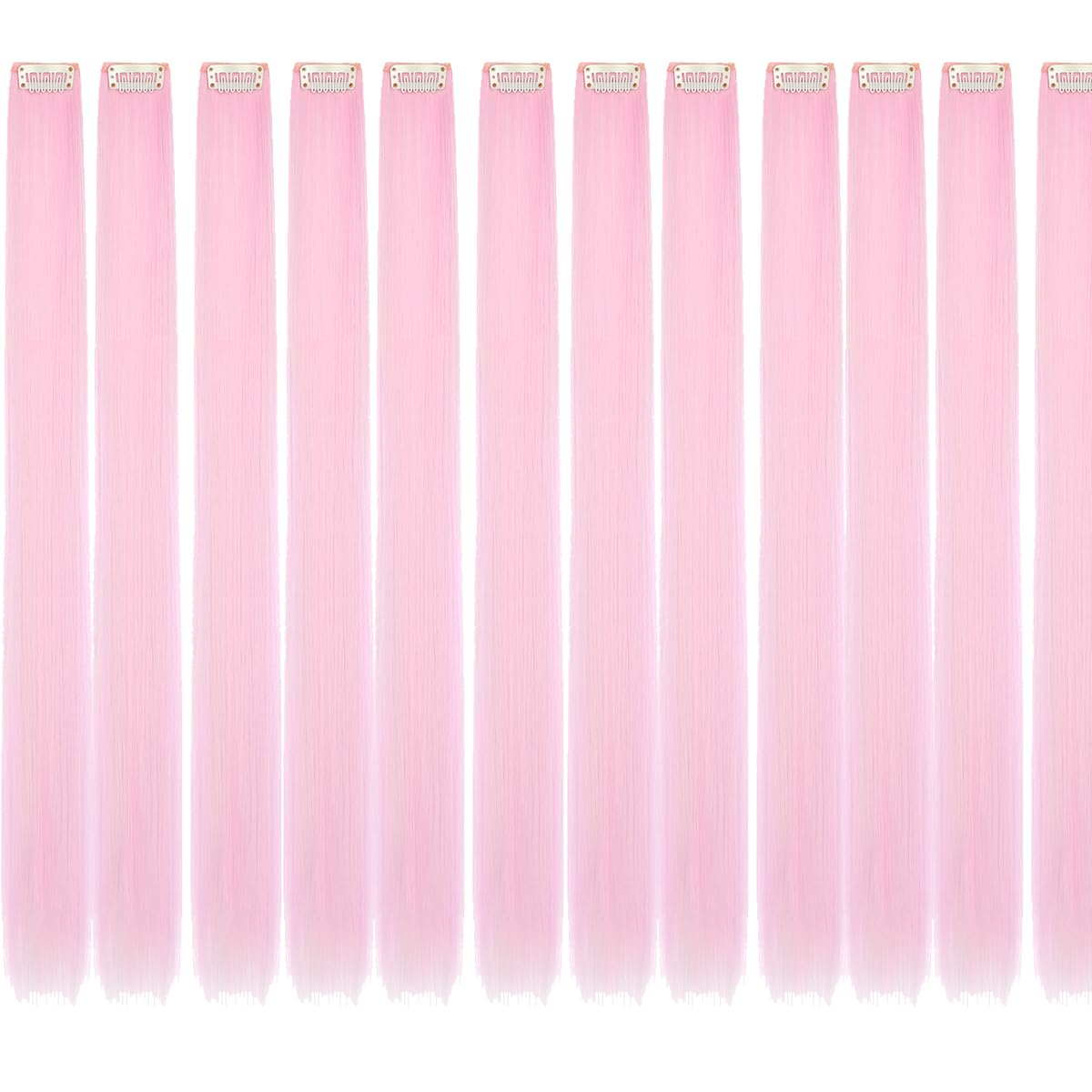 Colored hair extensions 24 Inch Synthetic straight Hair Extensions for Women Girls Kids Gift Single-Colors Party Clip in Synthetic Hairpiece