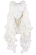 28"/70cm  Long Curly Clip on Ponytails Cosplay Wig (White)