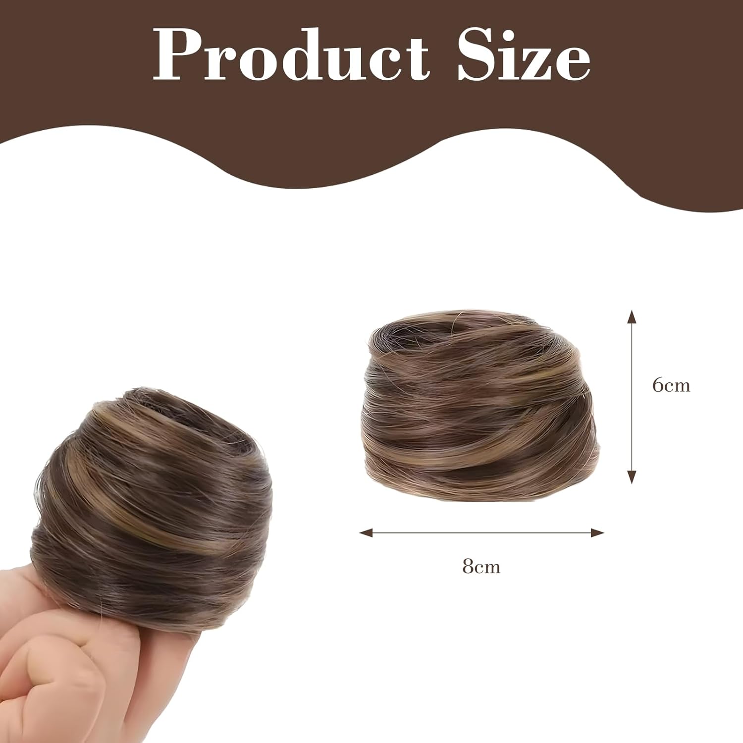 2 Pcs Real Hair Bun Wig,Messy Fake Hair Buns Hair Piece,Suitable for Ladies and Girls,Fashionable and Natural(Golden)