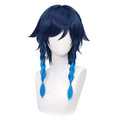 Navy Blue Wig for  Cosplay Costume 2 Tone Anime Braided Hair Wigs with Braids Ponytails Bangs + Cap