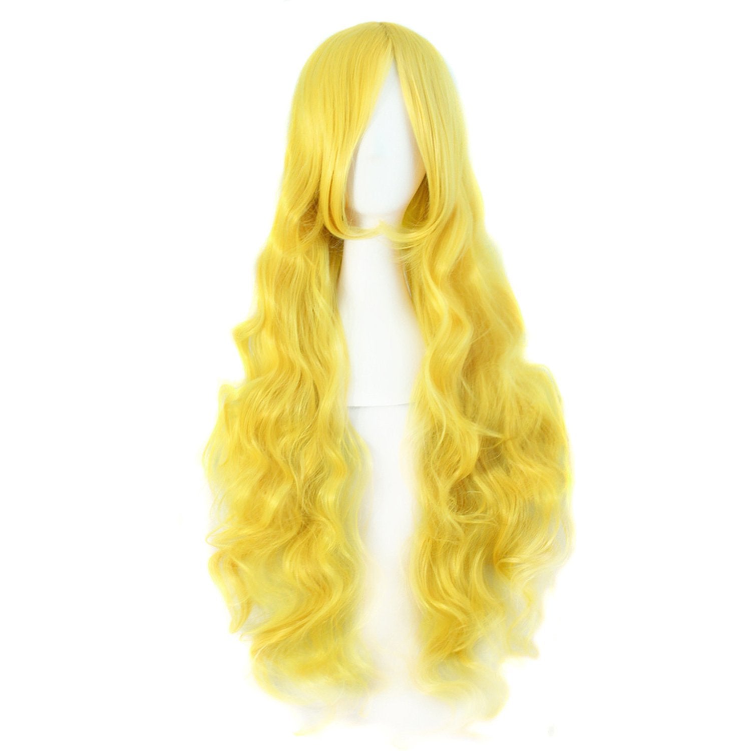 32" 80cm Long Hair Spiral Curly Cosplay Costume Wig (Yellow)