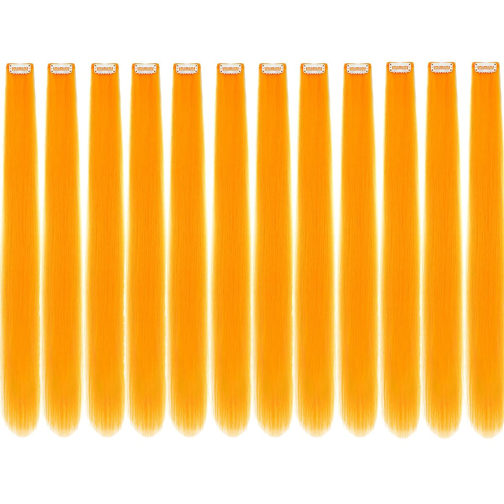 Colored hair extensions 24 Inch Synthetic straight Hair Extensions for Women Girls Kids Gift Single-Colors Party Clip in Synthetic Hairpiece