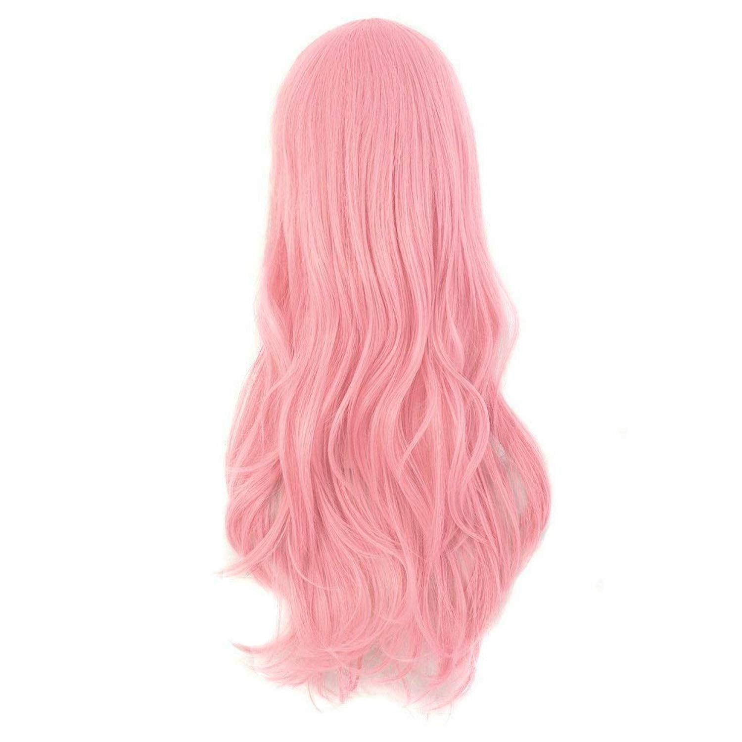 28" 70cm Long Curly Hair Ends Costume Cosplay Wig (Pink)