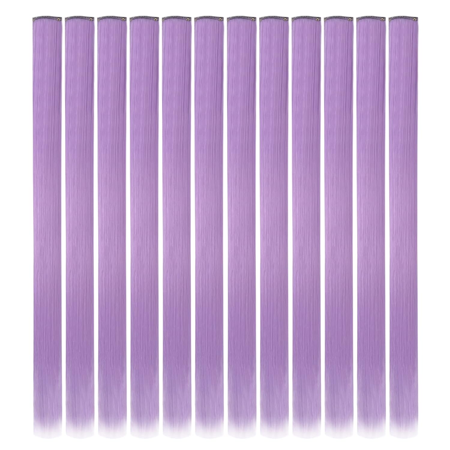 12 Pcs Clip in Hair Extensions, 22 Inch Colored Hair Extensions Party Highlights Long Straight Synthetic Hairpieces for Women Kids Girls (Light Purple)