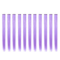 Bundle 11 Pieces Single Color 21 Inches Straight Party Highlights Clip In Synthetic Hair Extensions  Halloween Costume (Violet)