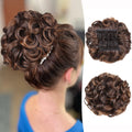 Messy Hair Bun Clip in Updo Hairpieces for Women Brown Curly Scrunchies Tousled Chignon Synthetic Short Ponytail Hair Extensions