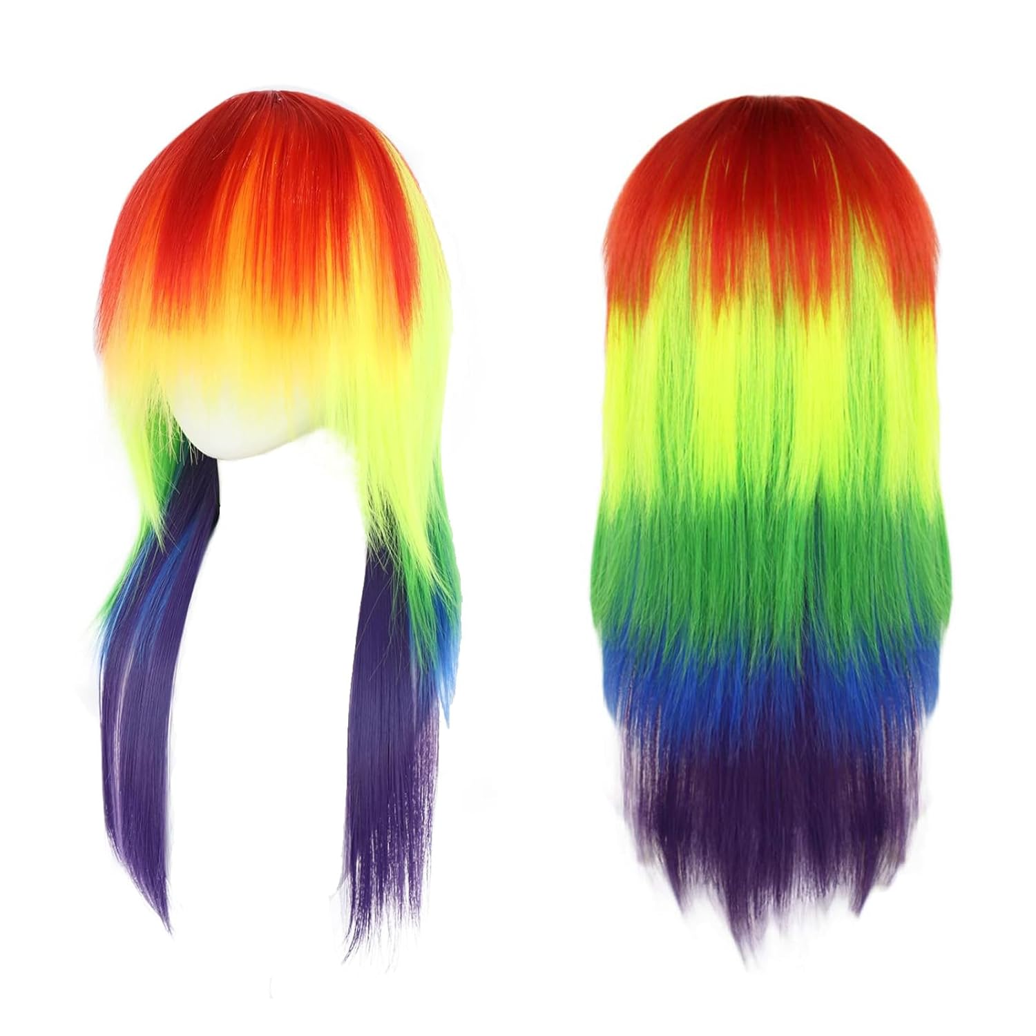 Wig,  Rainbow Wig, Synthetic Long Straight Wig, Colorful Cosplay Wig, Gorgeous Outfit for Anime Costume Party - Love Grants Beautiful Traits