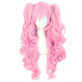 Multi-color  Long Curly Clip on synthetic Ponytails Cosplay Wig (Pink/Blonde)