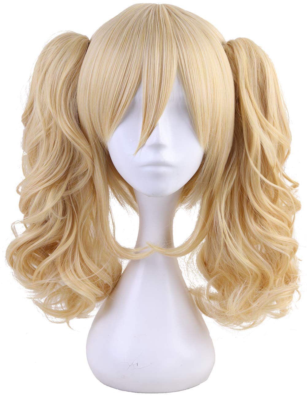 Short Straight Blonde Bob Wig with Two Jaw Claws Ponytail Hair for Cosplay Costume Halloween Wigs