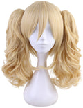 Short Straight Blonde Bob Wig with Two Jaw Claws Ponytail Hair for Cosplay Costume Halloween Wigs