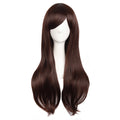 28"/70cm Women Side Bangs Long Curly Hair Cosplay Wig(Dark Brown)