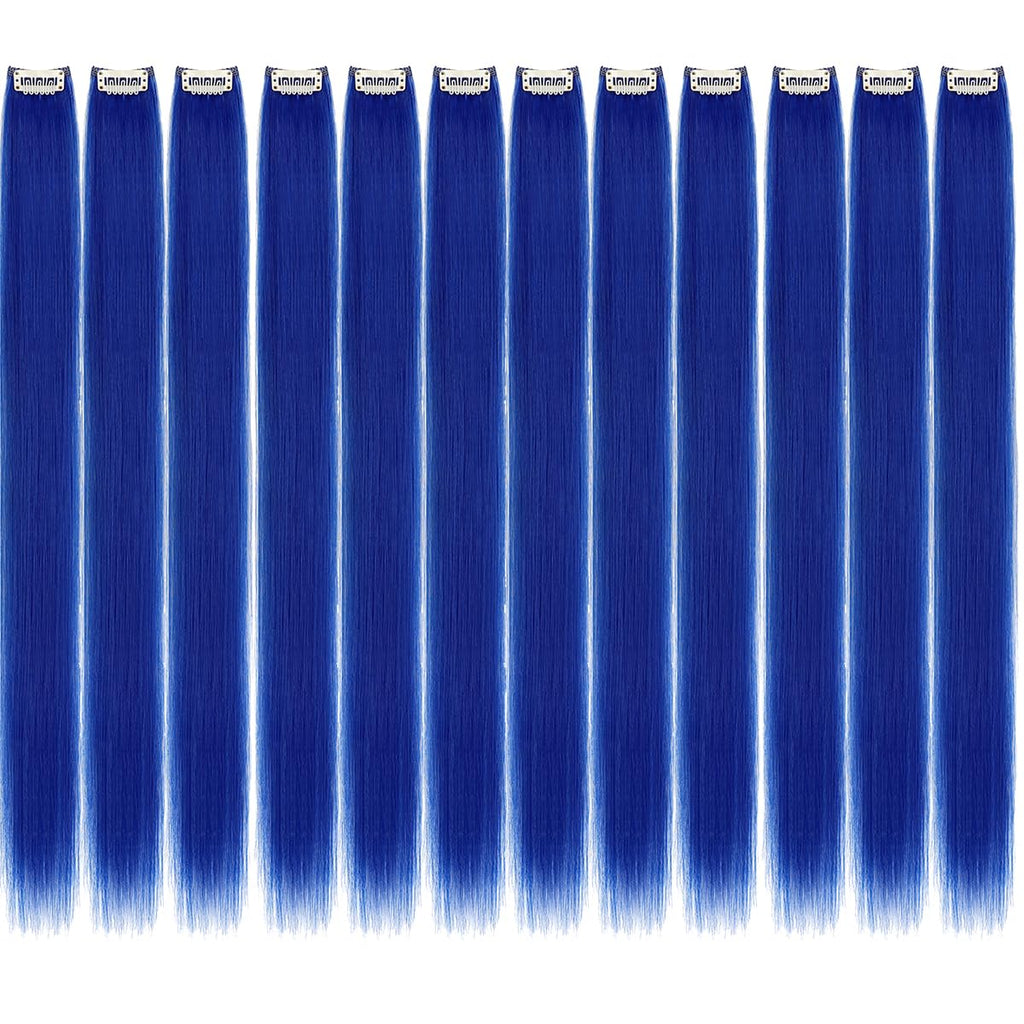 Colored hair extensions 24 Inch Synthetic straight Hair Extensions for Women Girls Kids Gift Single-Colors Party Clip in Synthetic Hairpiece