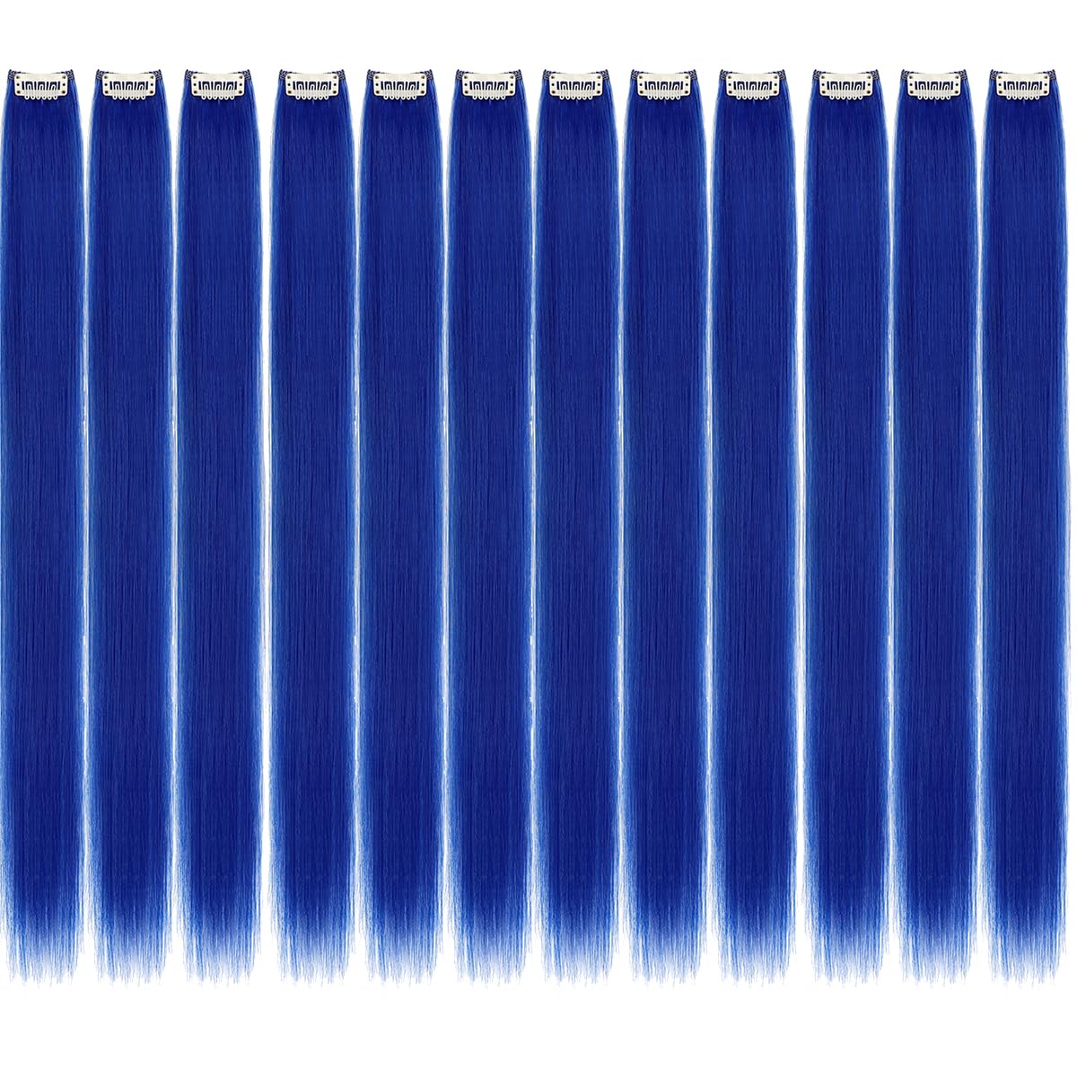 Colored hair extensions 24 Inch Synthetic straight Hair Extensions for Women Girls Kids Gift Single-Colors Party Clip in Synthetic Hairpiece