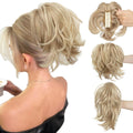 Claw Clip Short Ponytail Hair Extensions DIY Bendable Metals Messy Bun Hair Piece for Wonen Straight Synthetic Fake Hairpieces Dirty Blonde