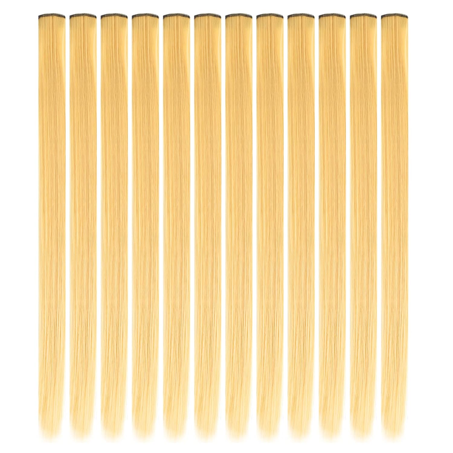 12 Pcs Clip in Hair Extensions, 22 Inch Colored Hair Extensions Party Highlights Long Straight Synthetic Hairpieces for Women Kids Girls (Off White)