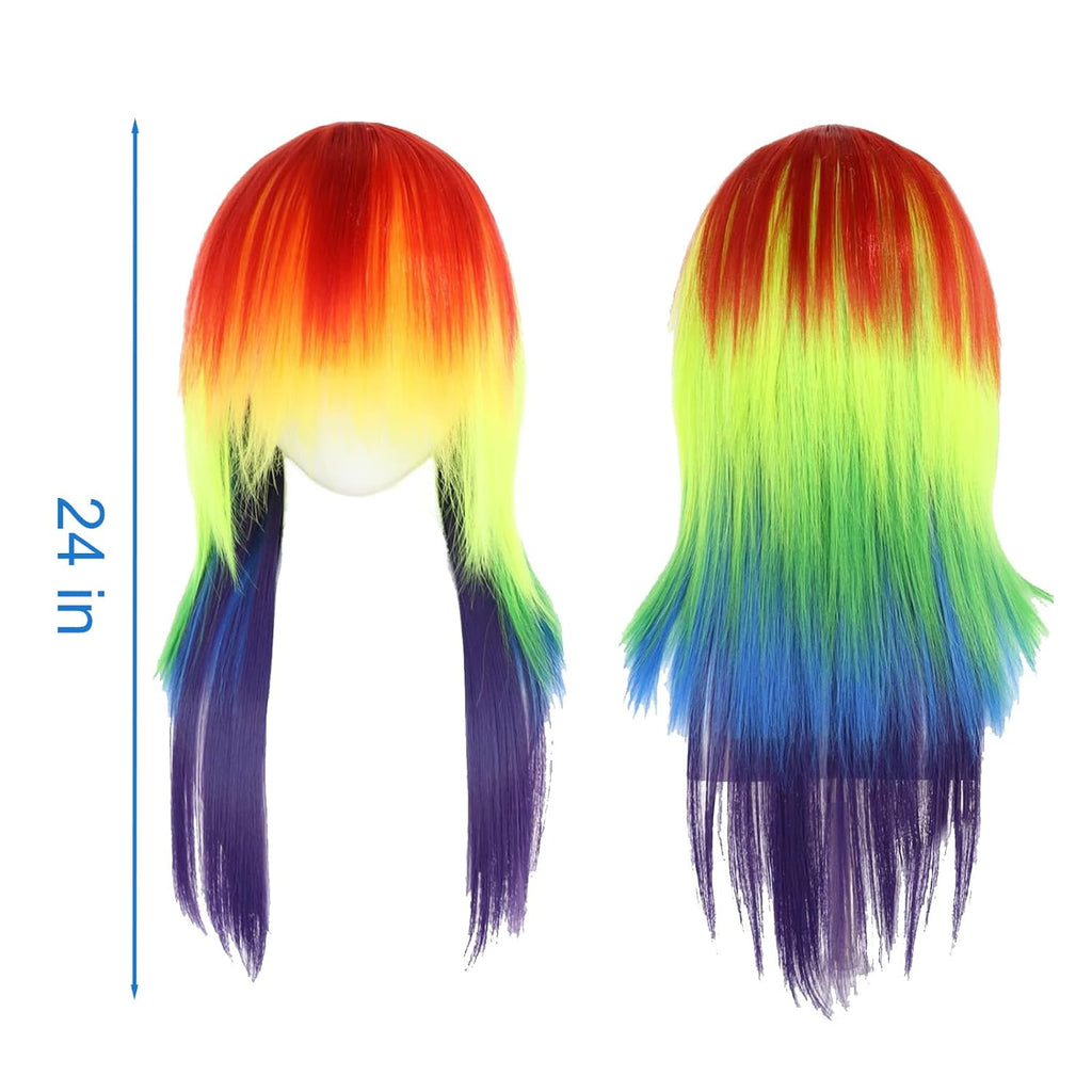 Wig,  Rainbow Wig, Synthetic Long Straight Wig, Colorful Cosplay Wig, Gorgeous Outfit for Anime Costume Party - Love Grants Beautiful Traits