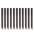 Bundle 11 Pieces Single Color 21 Inches Straight Party Highlights Clip In Synthetic Hair Extensions  Halloween Costume (Dark Brown)