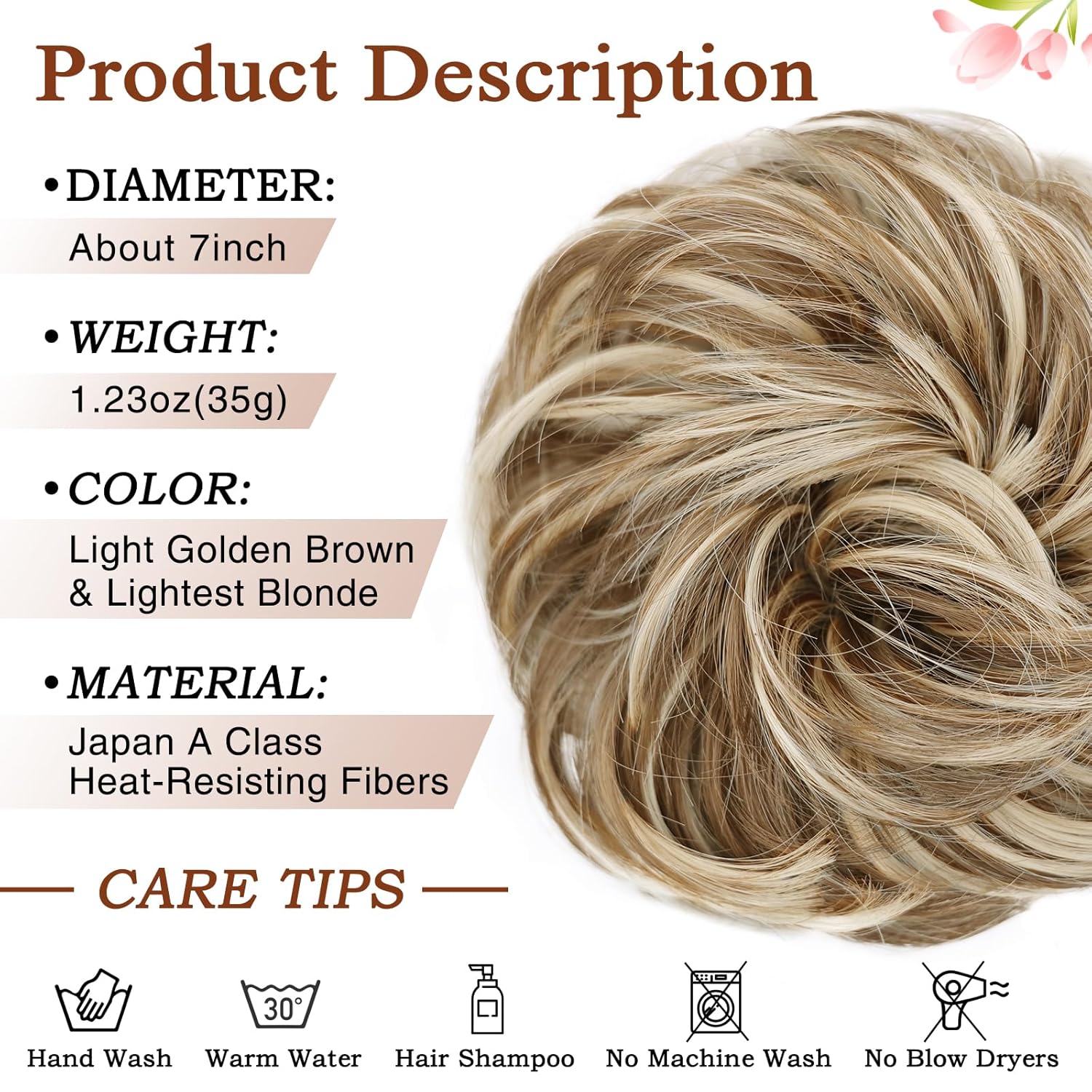 Messy Hair Bun Hair Scrunchies Extension Curly Wavy Messy Bun Hair Synthetic Chignon Hairpieces for Women(12AH613)