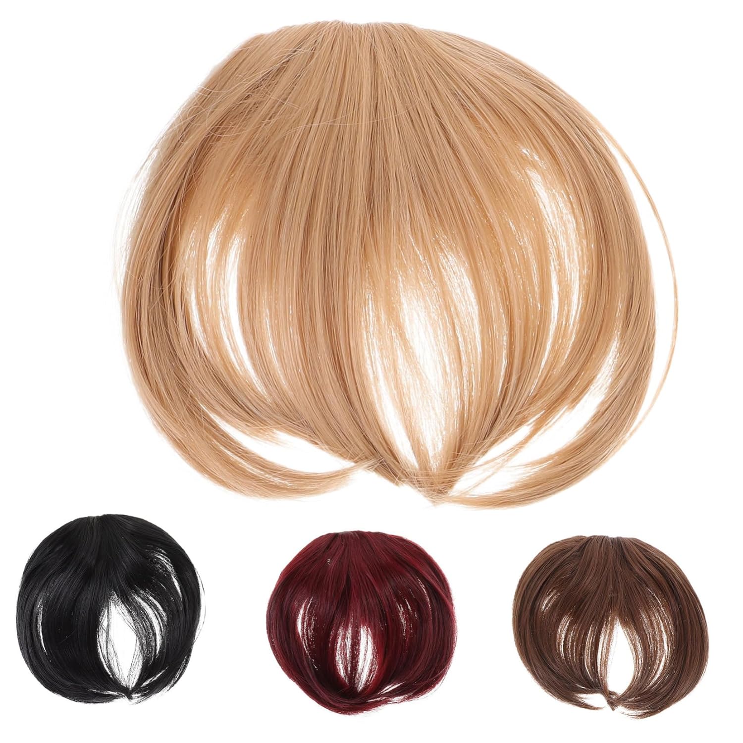 4pcs Thick Clip Bangs Hair Extensions for Women Natural Wispy Fringe Hairpiece Fake Bang Wig Set Colors 1B# 8/10# 18# 118# for Versatile Styling