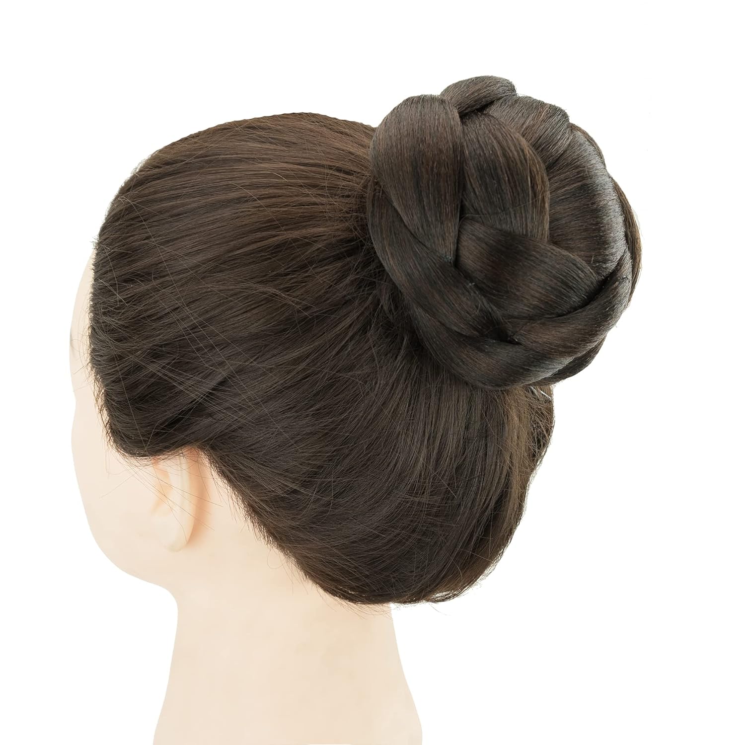 Braided Chignon Hair Donut Hairpieces Dancer Scrunchie Claw Hair Bun Updo Wig (Chocolate Brown)