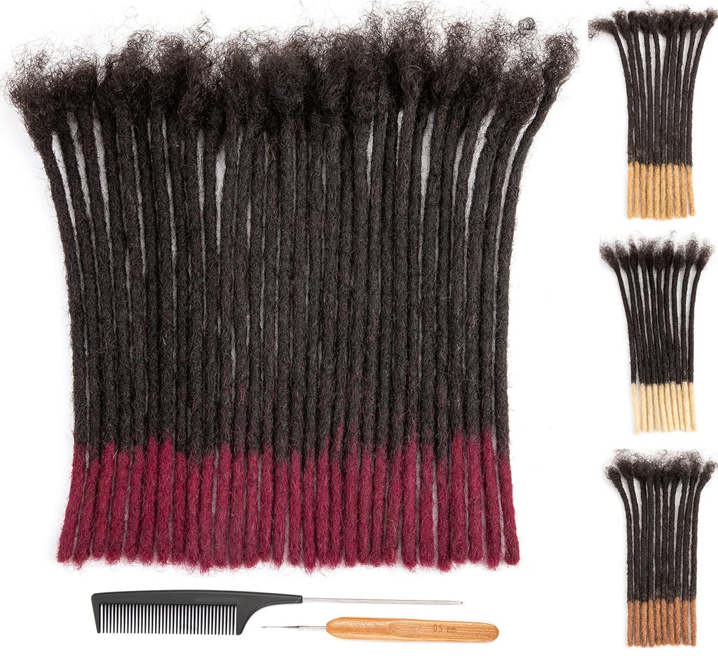 0.6cm Thickness 8 Inch 30 Strands  Color Tips  Color 100% Real Human Hair Dreadlock Extensions for Man/Women Full Head Handmade Permanent loc Extensions Bundles Can Be Dyed Bleached