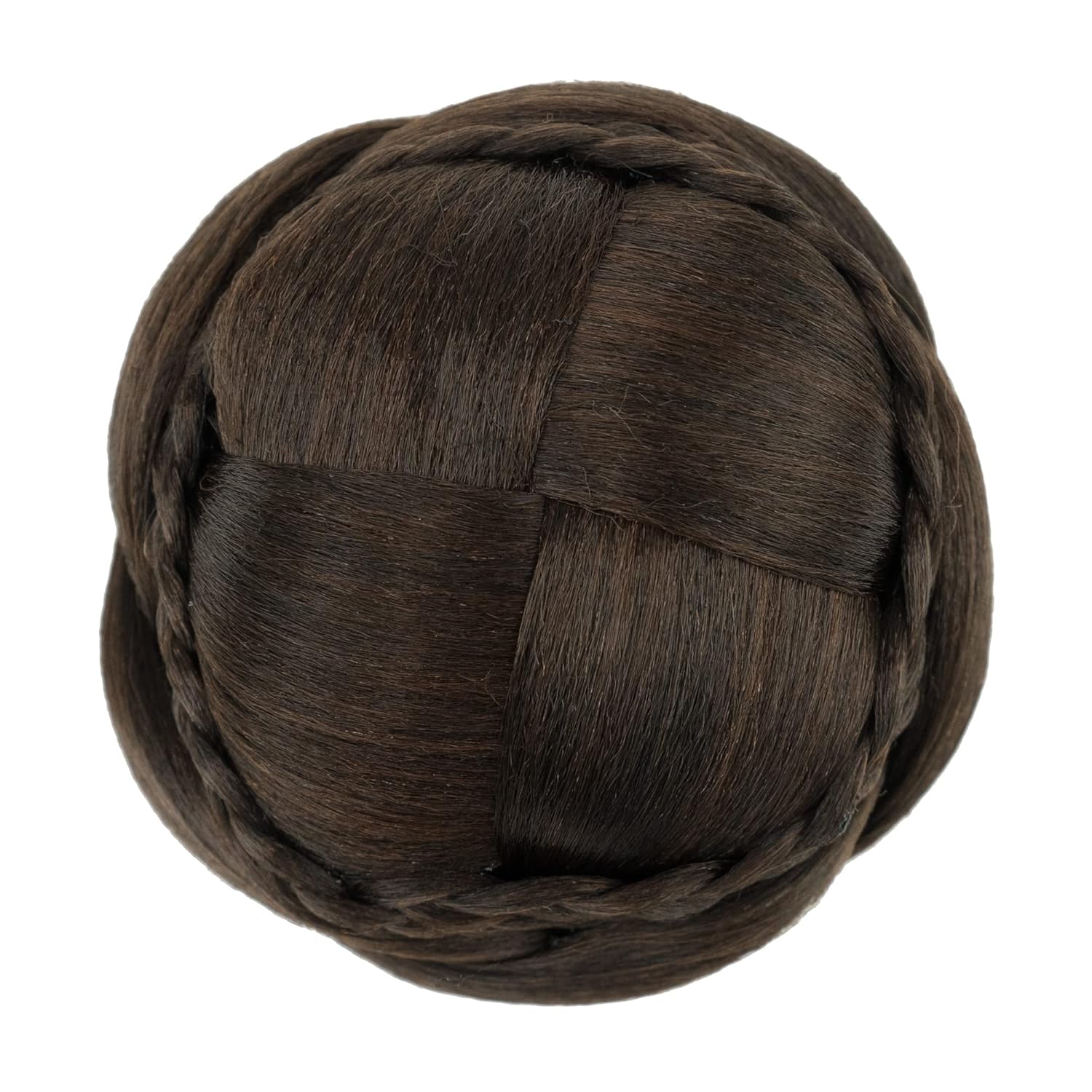 Hair Bun Wig – Updo Braided Chignon for Dancers, Donut Hairpiece with Scrunchie, Hair Cover Accessory (Chocolate Brown)