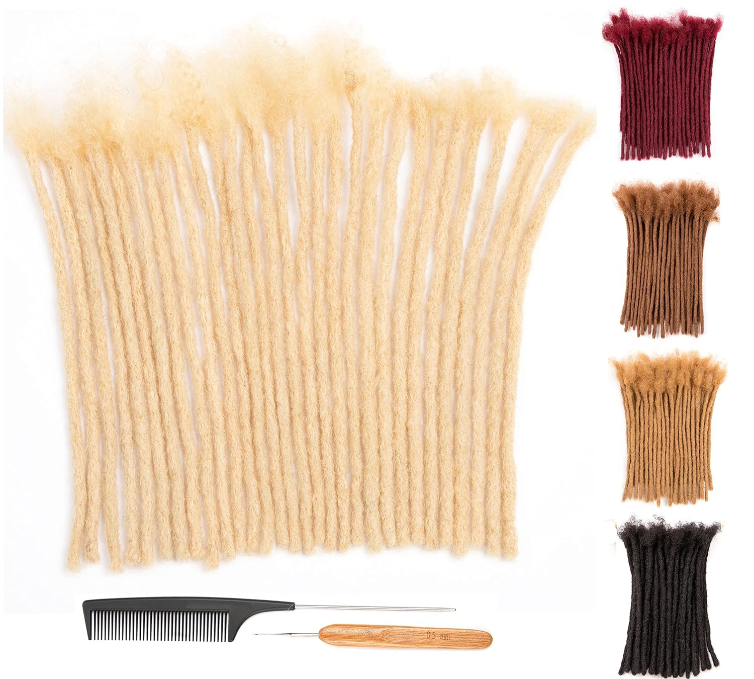 0.6cm & 0.8cm Thickness #613 Blonde 8 Inch 30 Strands 100% Real Human Hair Dreadlock Extensions for Man/Women Handmade Permanent loc Extension Bundles Can Be Dyed Bleached Curled Twisted